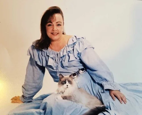 Dana with Necessity, her first Ragdoll